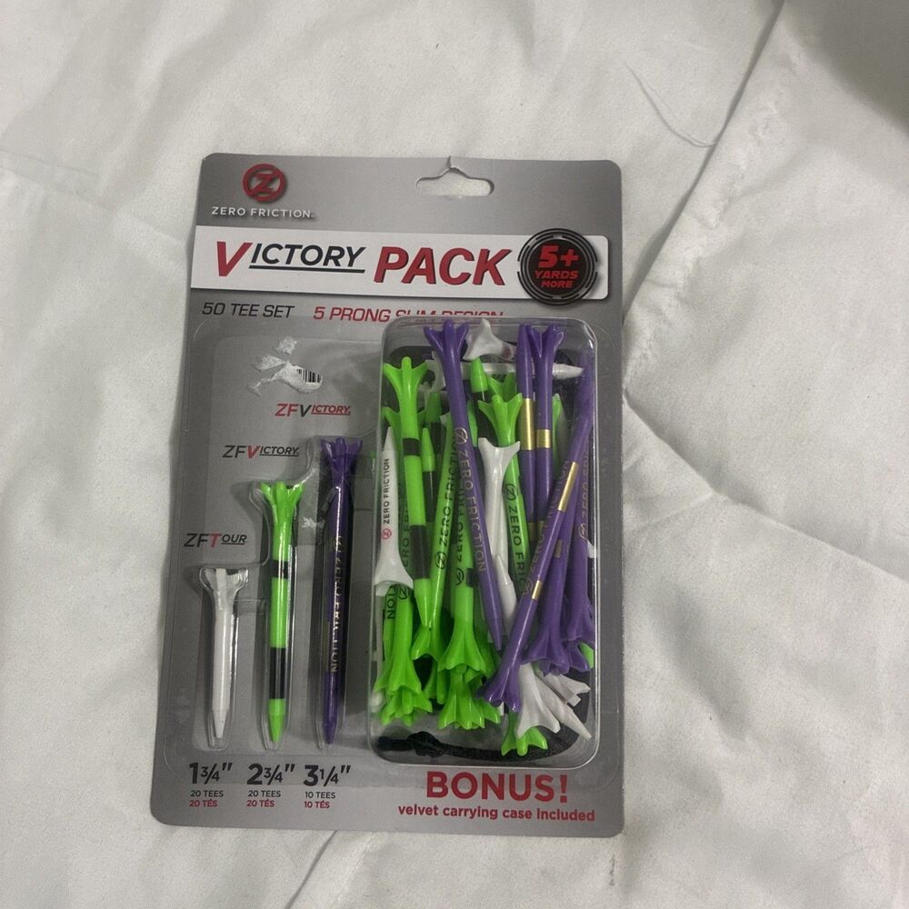 Zero Friction Golf Tee Variety Pack, 50 Tee Set, Includes Bonus Velvet Carryi...